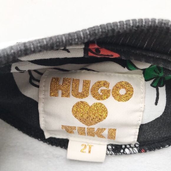HUGO ❤️ TIKI Sean print sweatshirt GUC - light blue stain 2T - Picture 5 of 6